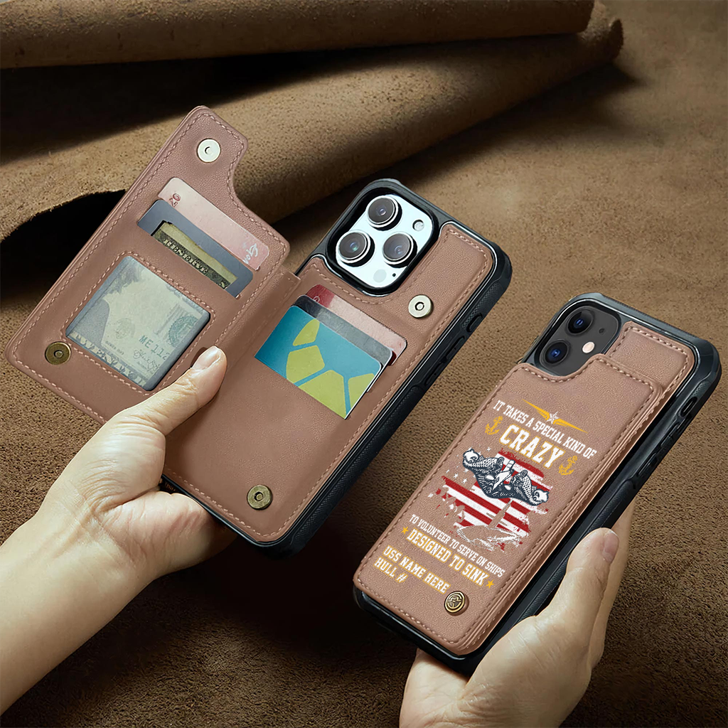 Personalizable Navy Submarine Serve On Ships Designed To Sink Wallet Phone Case
