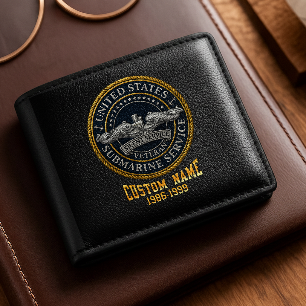 Personalizable Submarine Force Silent Service Leather Wallet