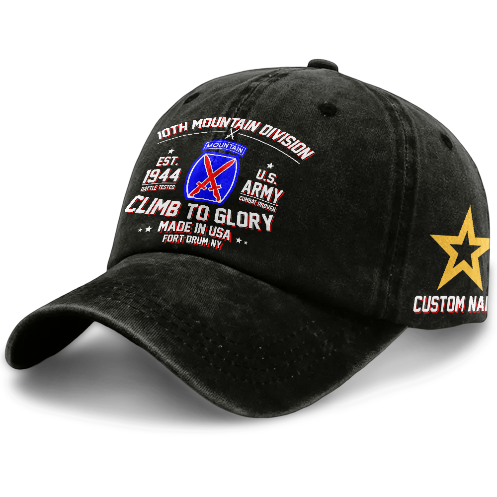 Personalizable Army 10th Mountain Division Washed Cap