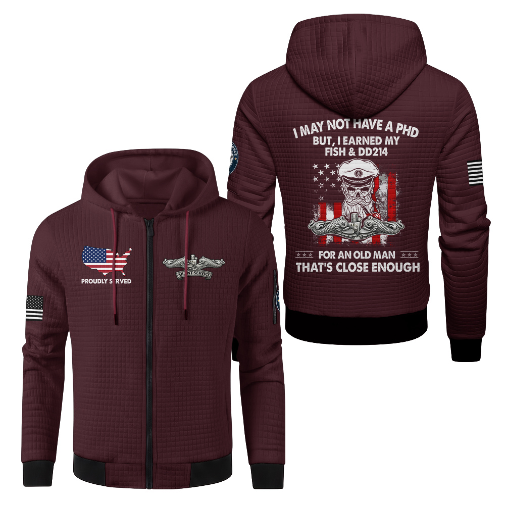 Navy Submarine I Earned My Fish & DD214 Waffle Hooded Jacket