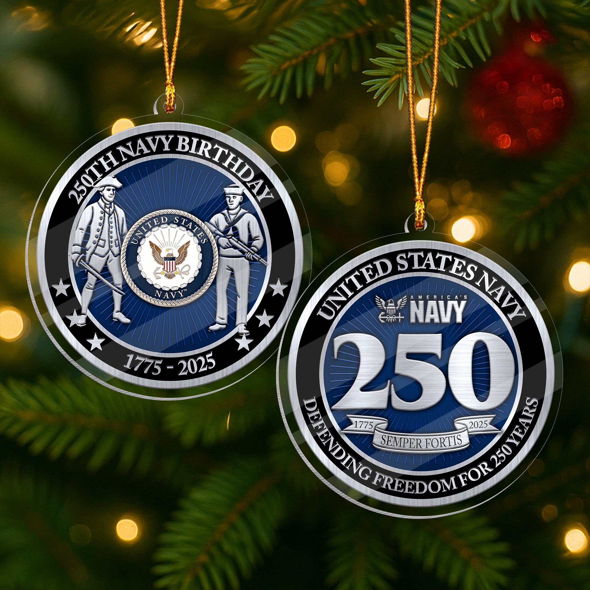 Navy 250th Anniversary Acrylic Ornament
