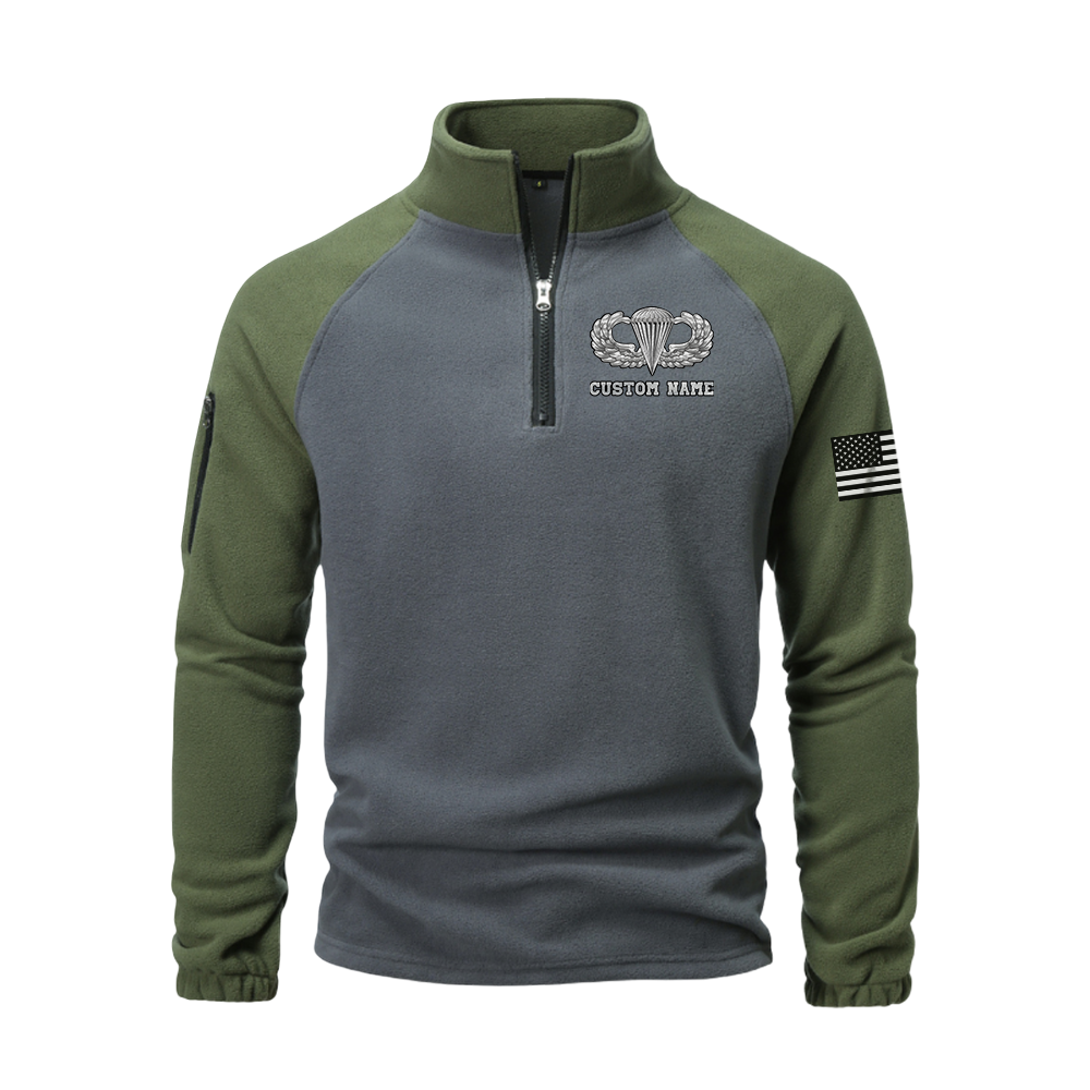 Personalizable Retired Paratrooper Half-Zip Raglan Sweatshirt