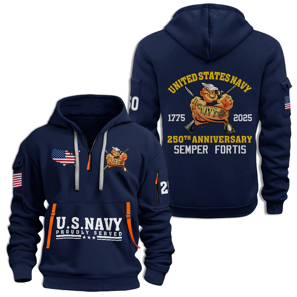 Navy 250th Anniversary Quarter Zip Hoodie