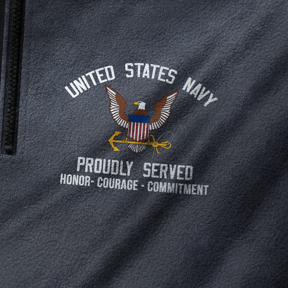 Personalizable Navy Proudly Served Half-Zip Raglan Sweatshirt