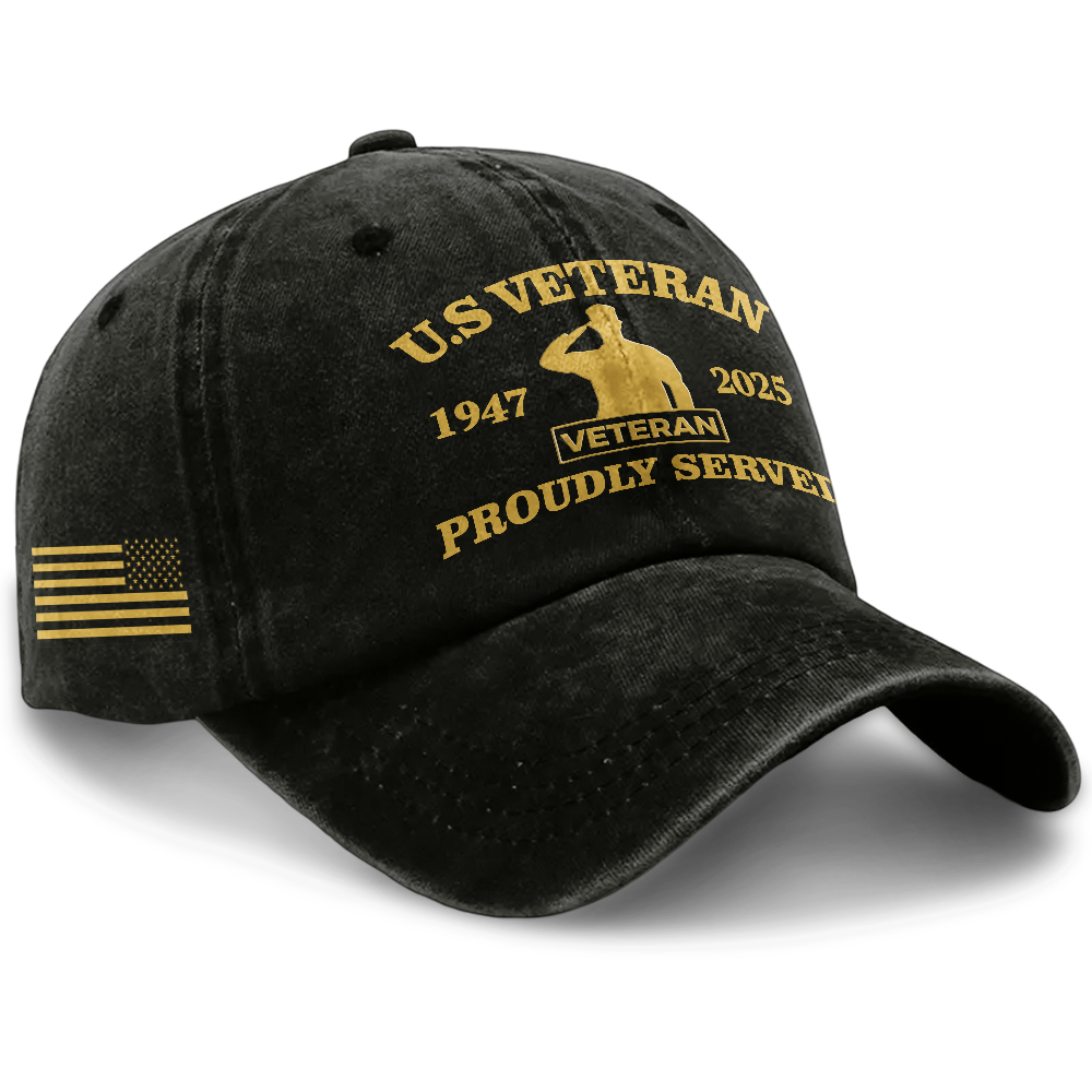 Personalizable Veteran Proudly Served Washed Cap