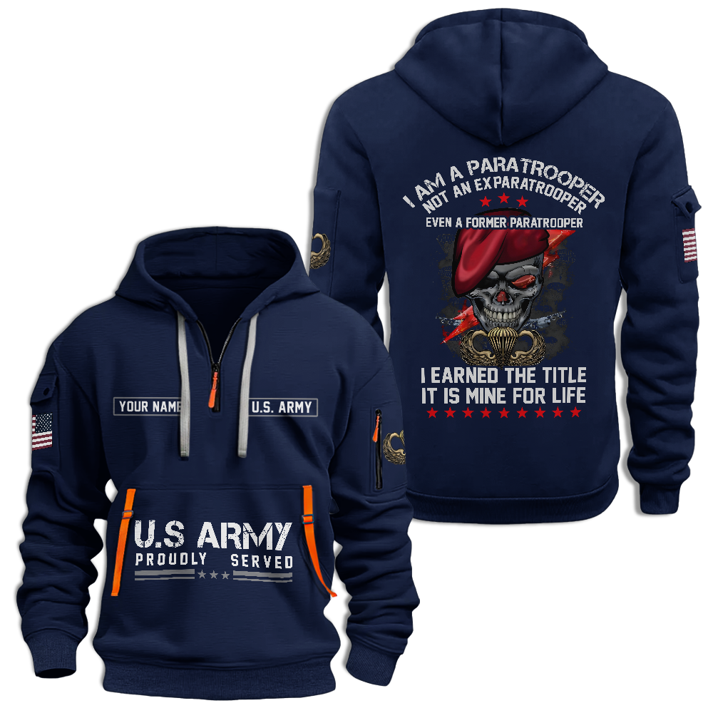 Personalizable Airborne I Am a Paratrooper Quarter Zip Hoodie