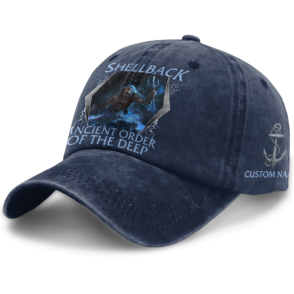 Personalizable Navy Shellback Washed Cap