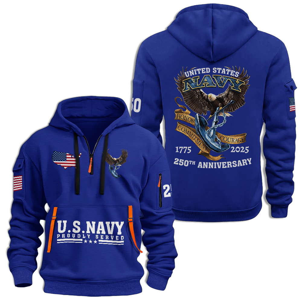 Navy 250th Anniversary Quarter Zip Hoodie