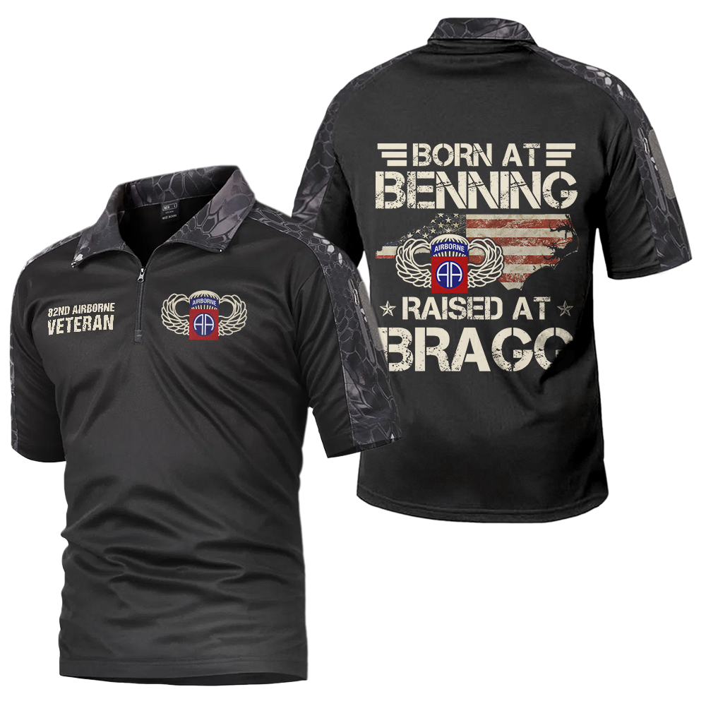 Born At Benning Raised At Bragg Tactical Polo Shirt