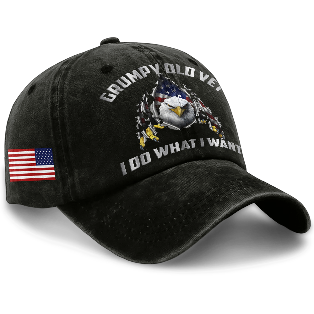 Personalizable Grumpy Old Vet Washed Cap