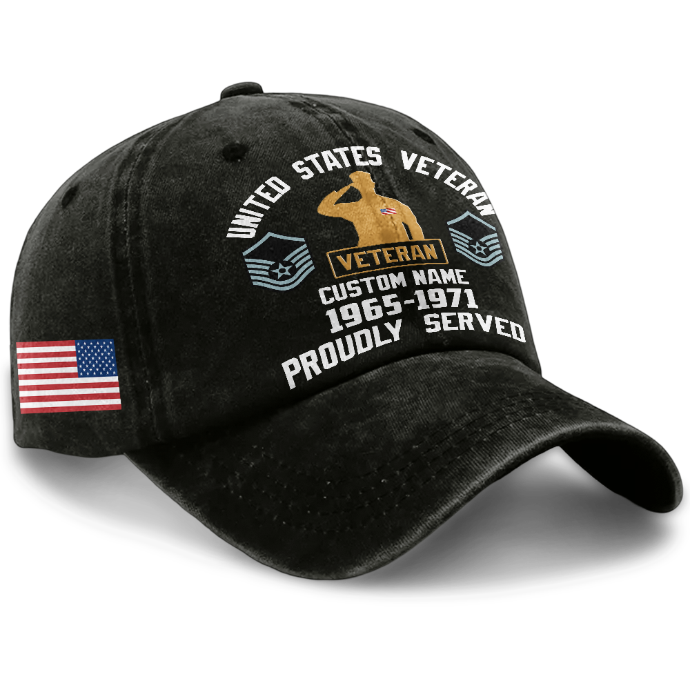 Personalizable Veteran Proudly Served Washed Cap