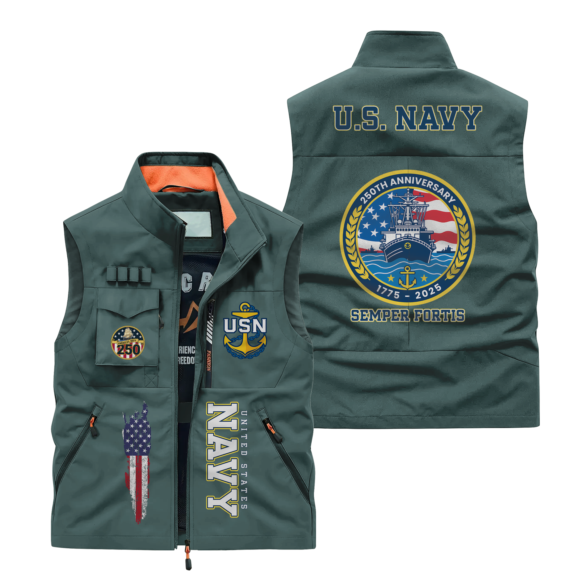 Navy 250th Anniversary Pocket Vest