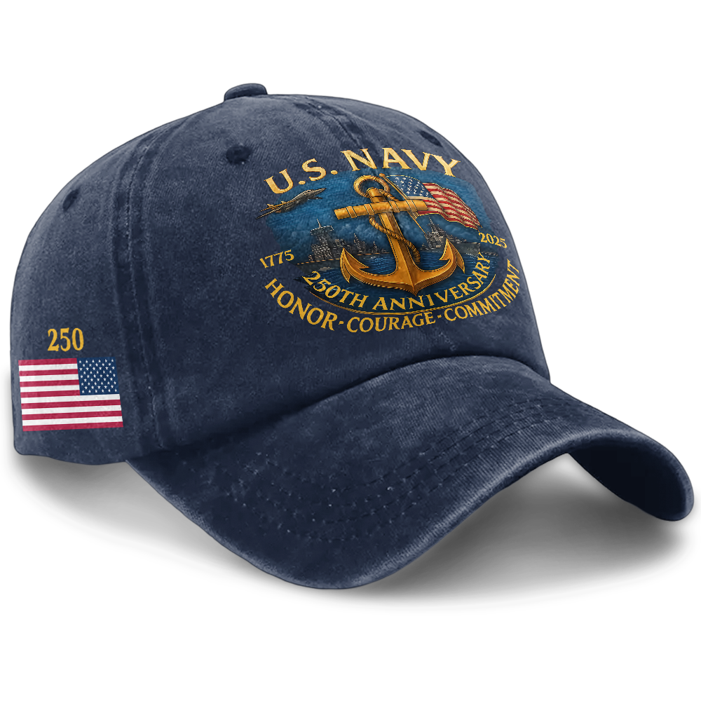 Navy 250th Anniversary Washed Cap