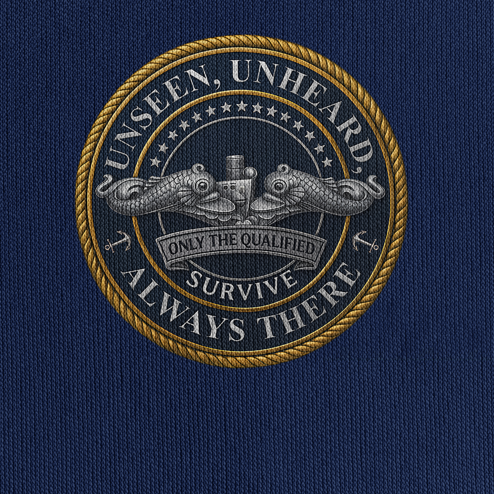 Personalizable Navy Submarine Unseen Unheard Quarter Zip Hoodie