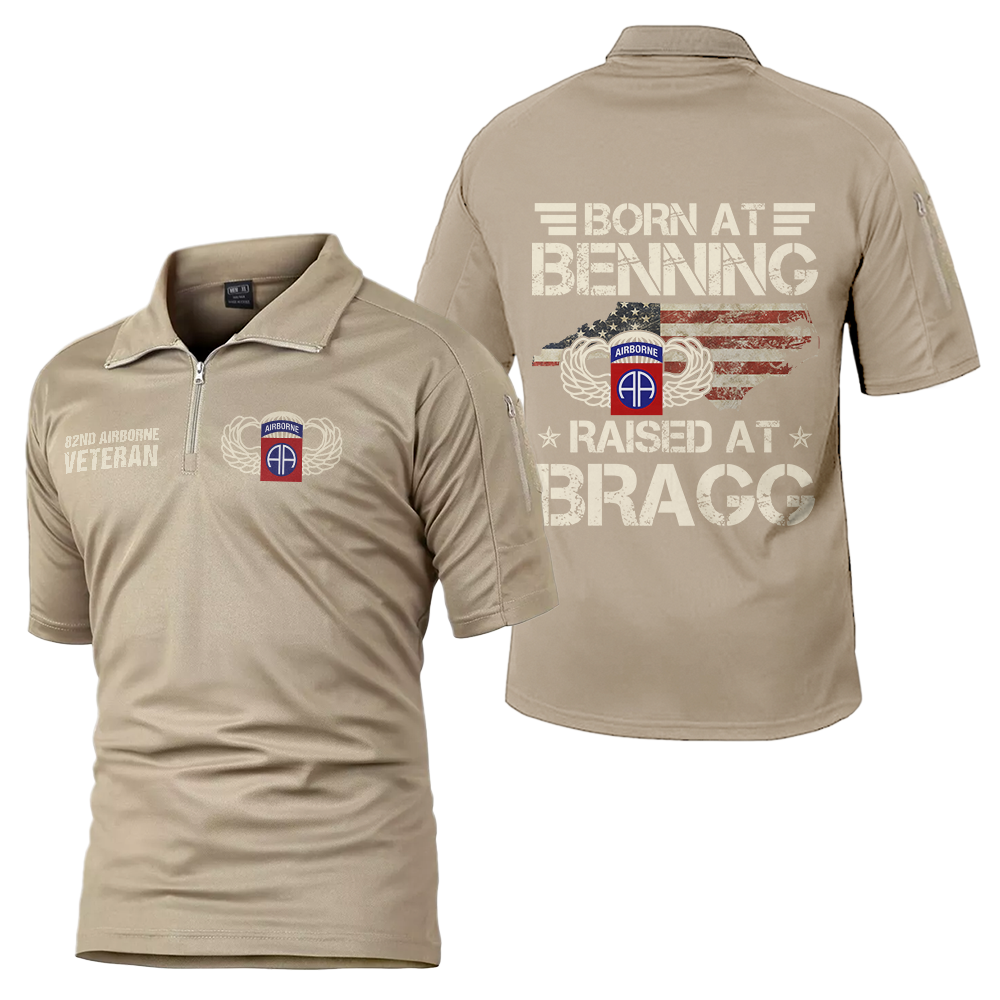 Born At Benning Raised At Bragg Tactical Polo Shirt