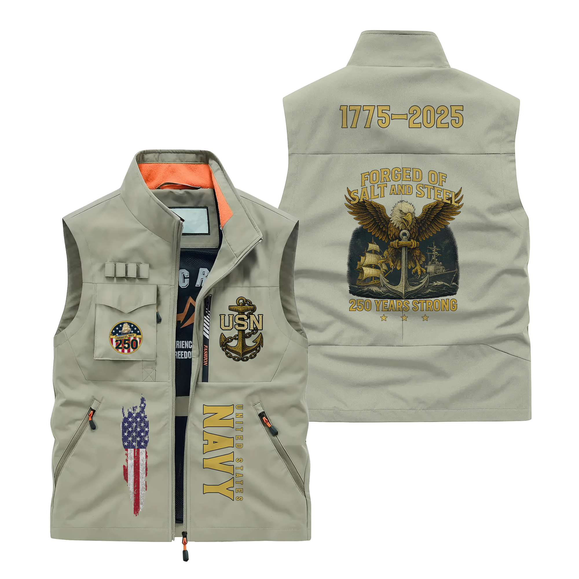 Navy 250th Anniversary Pocket Vest