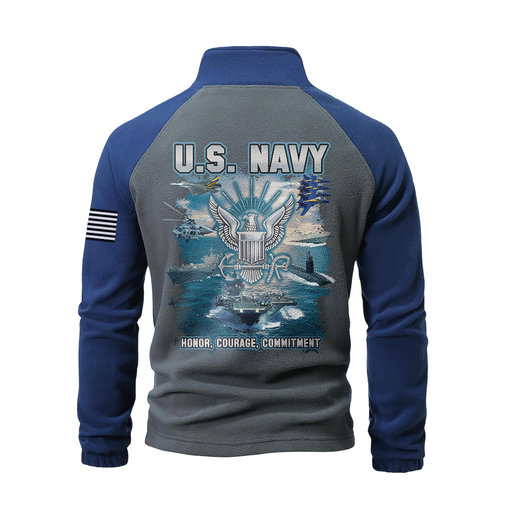 Navy Honor Courage Commitment Half-Zip Raglan Sweatshirt