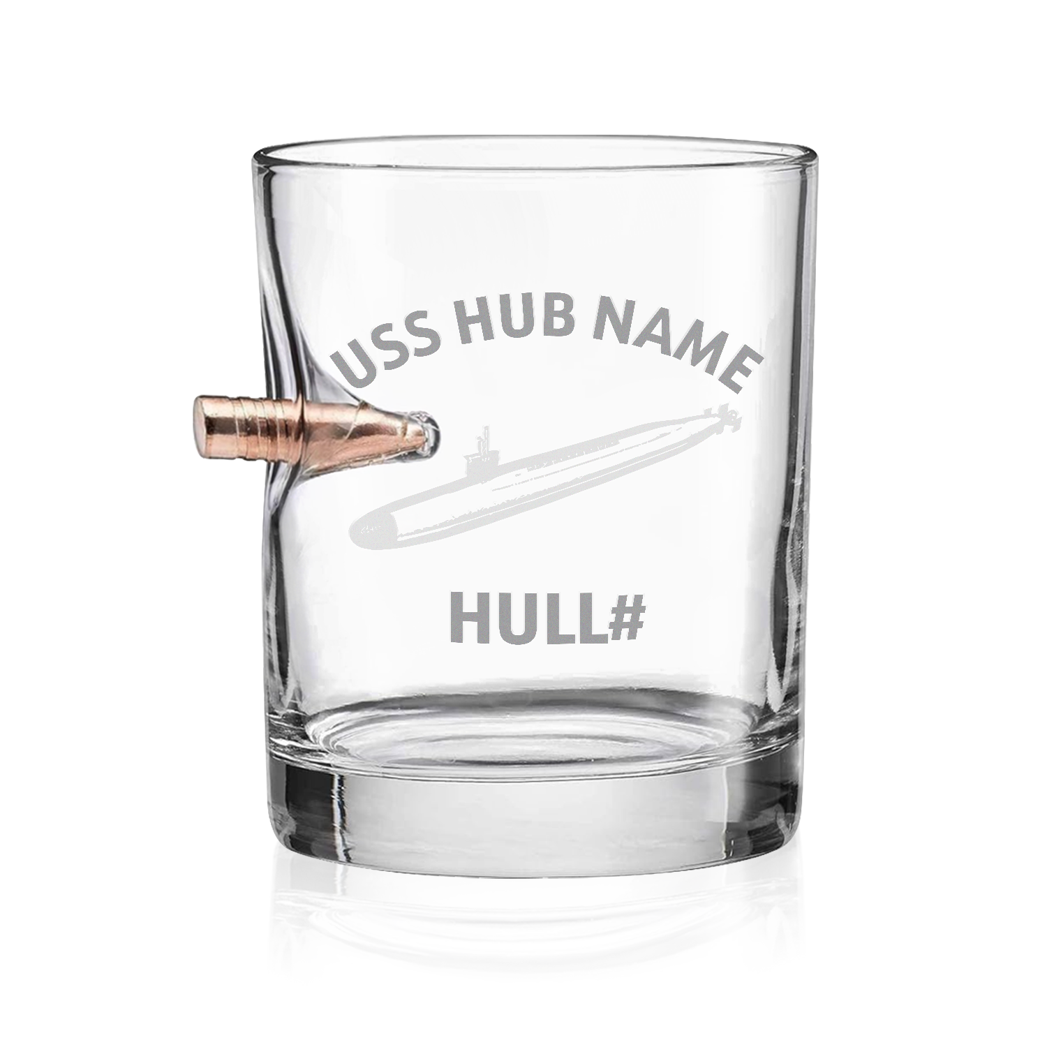 Personalizable Navy Submarine Bullet Whiskey Glass & Decanter Set