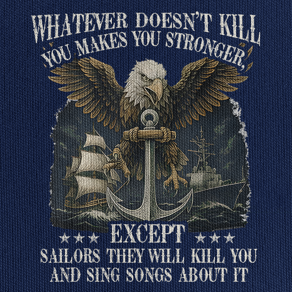 Personalizable Navy What Doesn't Kill You Makes You Stronger Quarter Zip Hoodie
