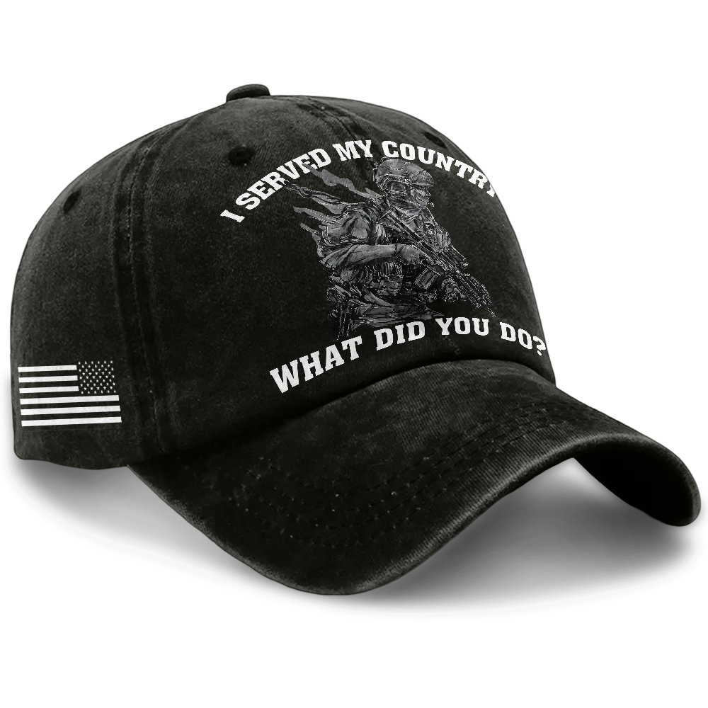 Personalizable US Veteran I Served My Country Washed Cap