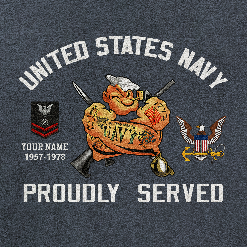 Personalizable Navy Proudly Served Half-Zip Raglan Sweatshirt