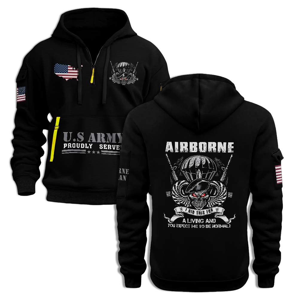 Airborne I Did This For A Living Quarter Zip Hoodie