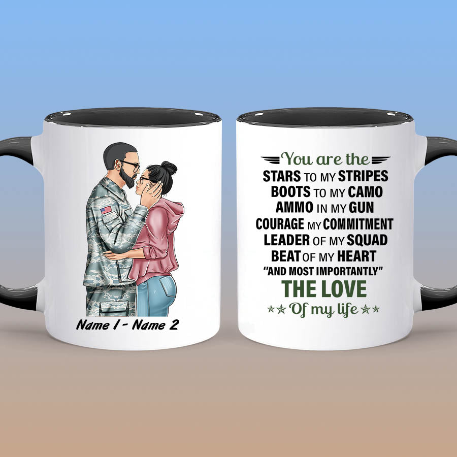 Personalized Military Couple You Are My Stars Accent Coffee Mug, 11oz