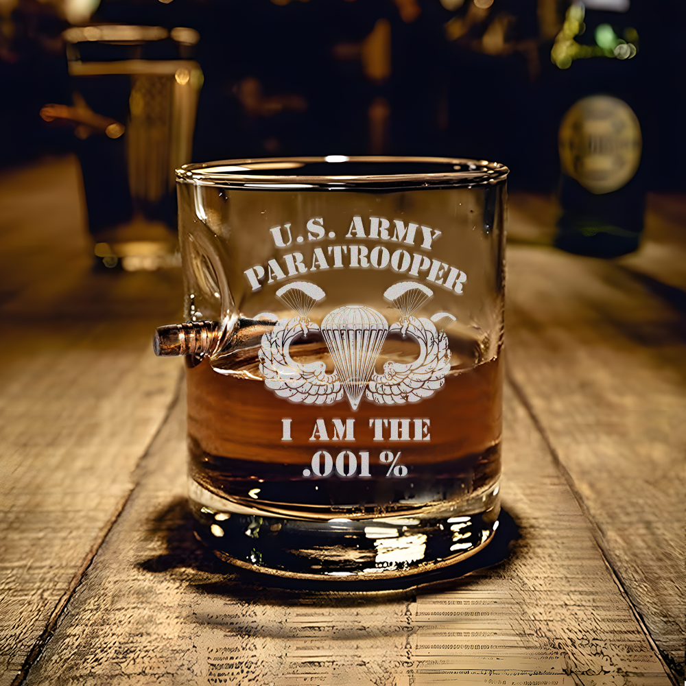 Army Paratrooper I Am .001% Bullet Whiskey Glass