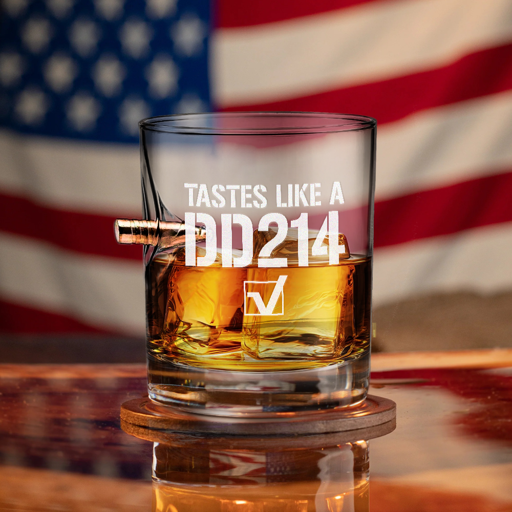 Tastes Like A DD-214 Bullet Whiskey Glass