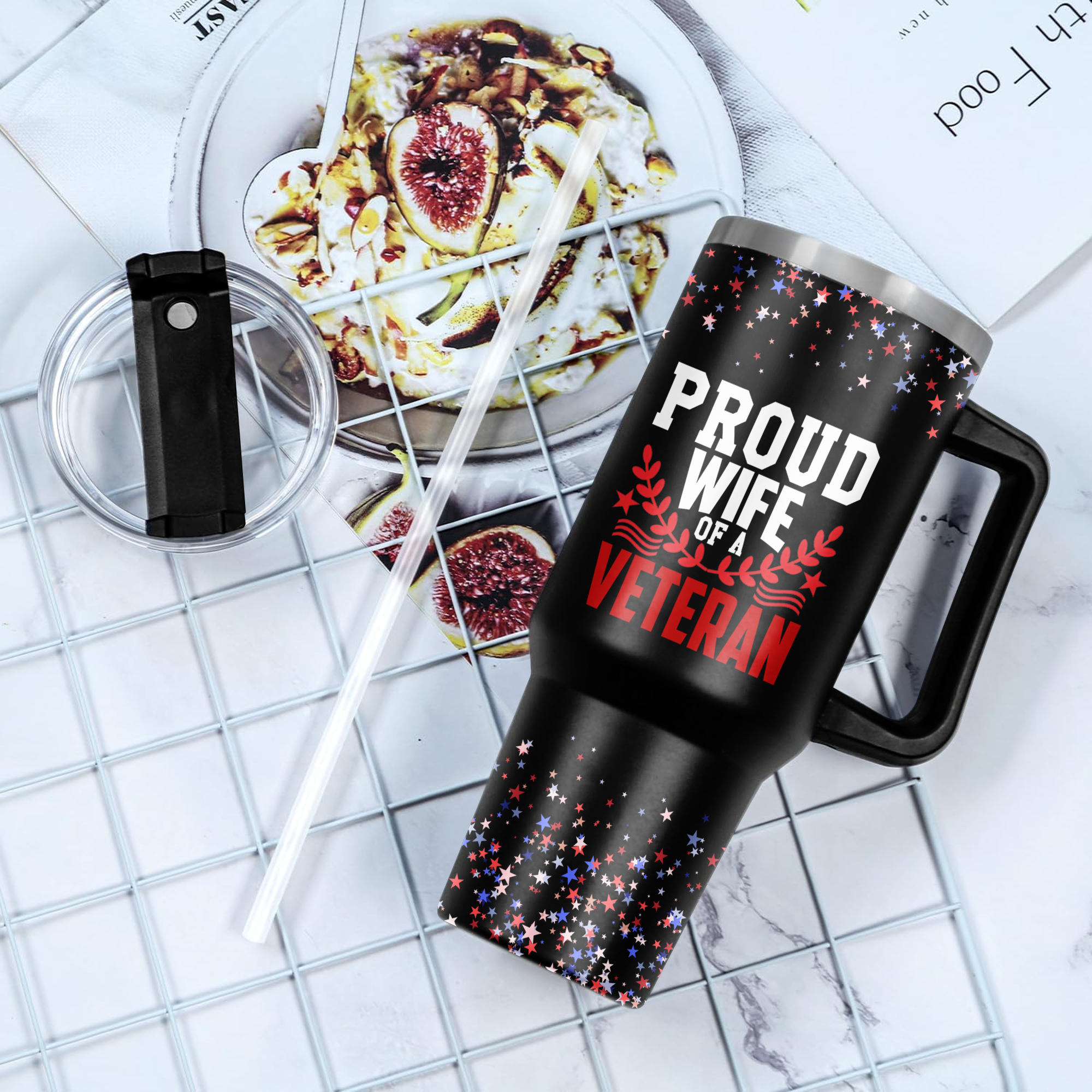 Proud Wife of a Veteran 40Oz Tumbler With Straw