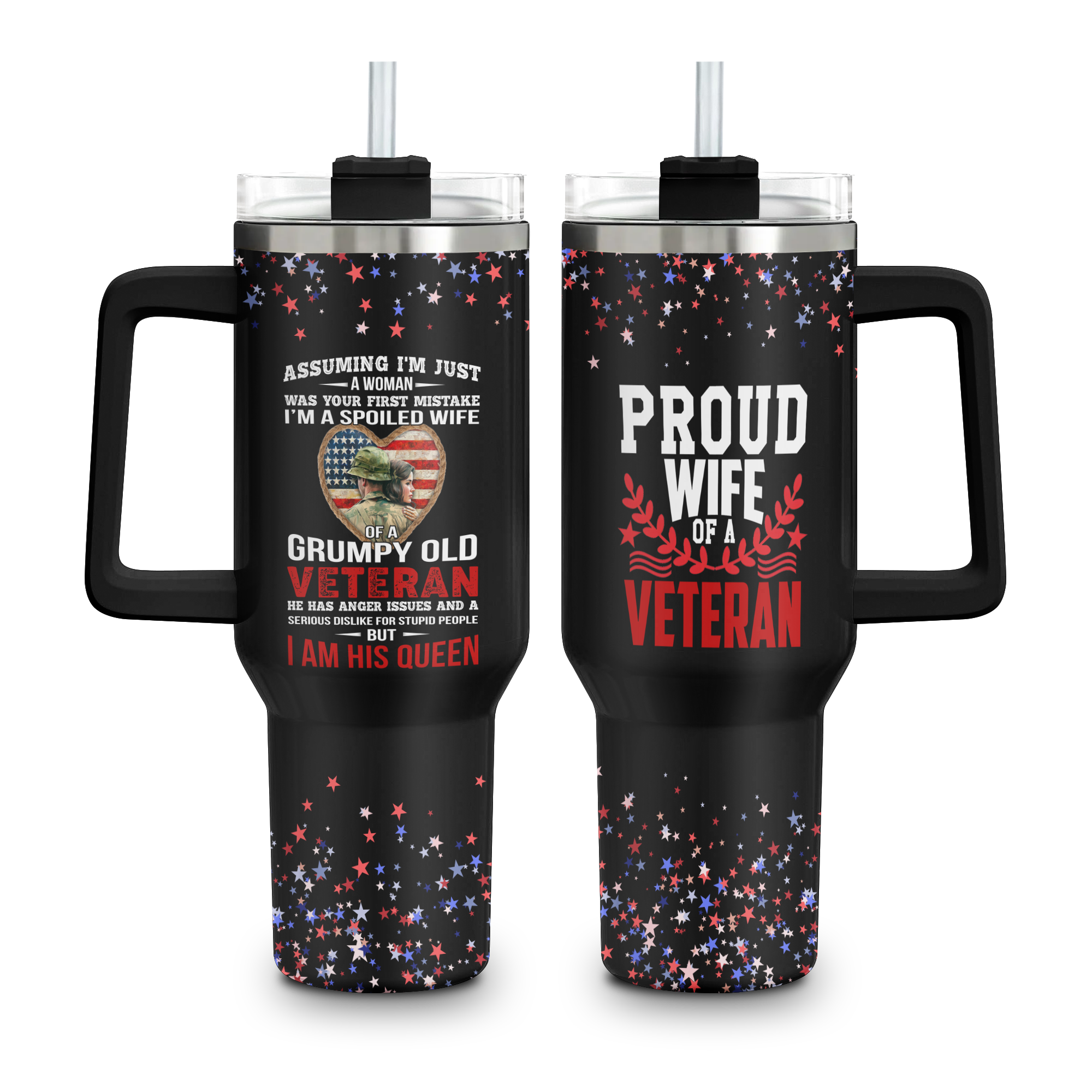 Proud Wife of a Veteran 40Oz Tumbler With Straw