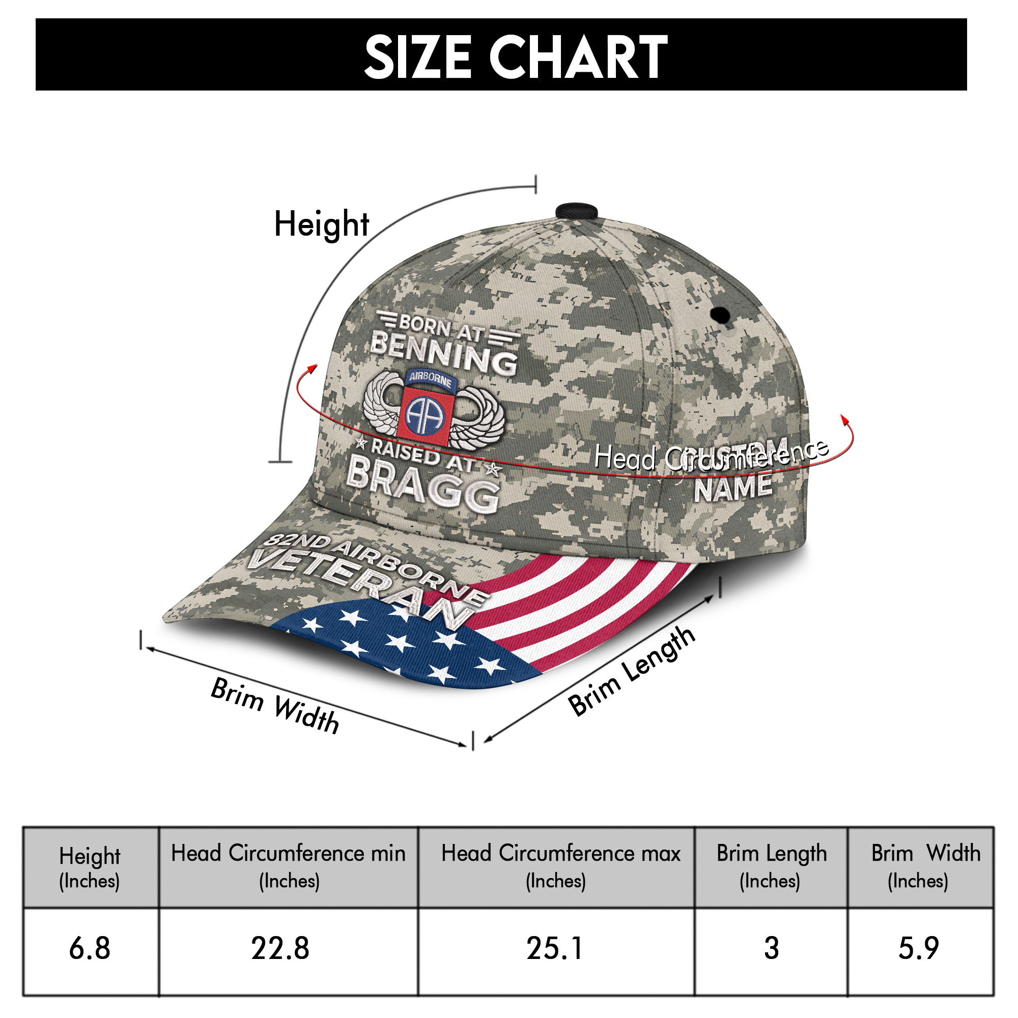 Born At Benning Raised At Bragg Cap & T-Shirt Combo