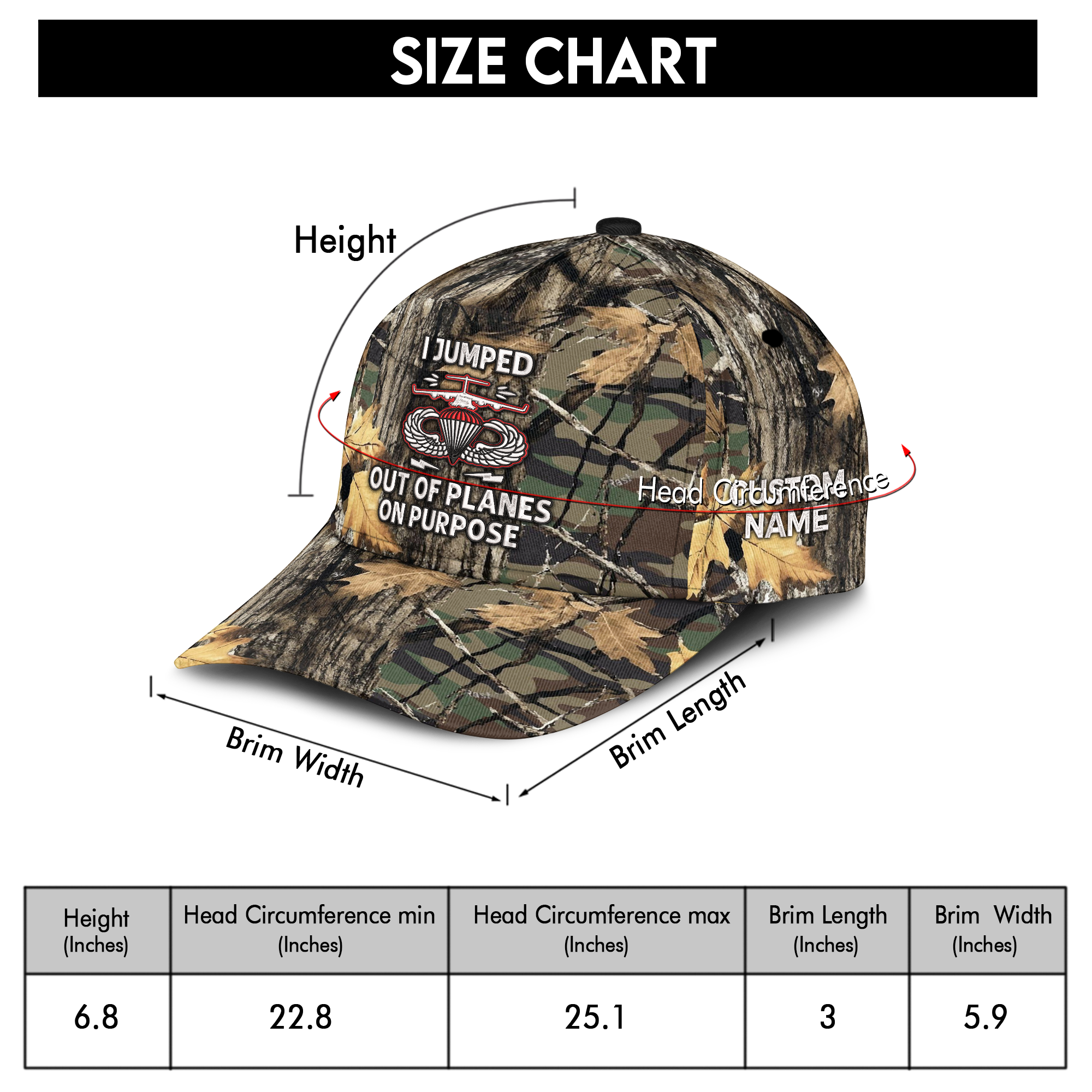 Airborne I Jumped Out Of Planes On Purpose Embroidered & Printed Cap