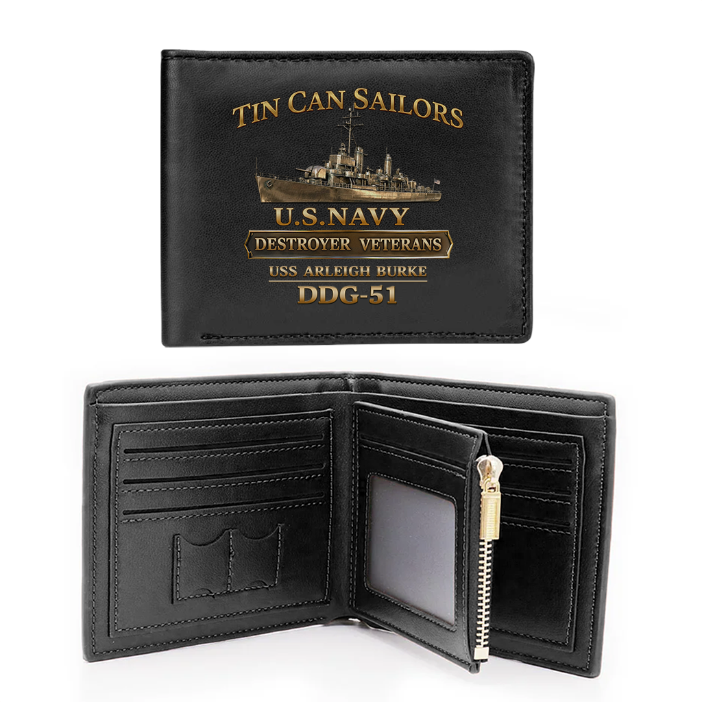 Personalizable Tin Can Sailors Leather Wallet