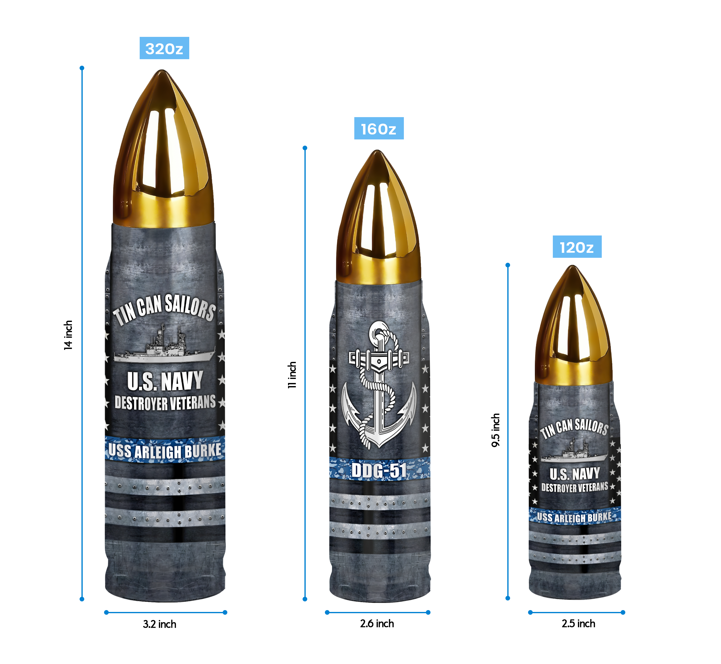 Personalizable Tin Can Sailors Bullet Tumbler