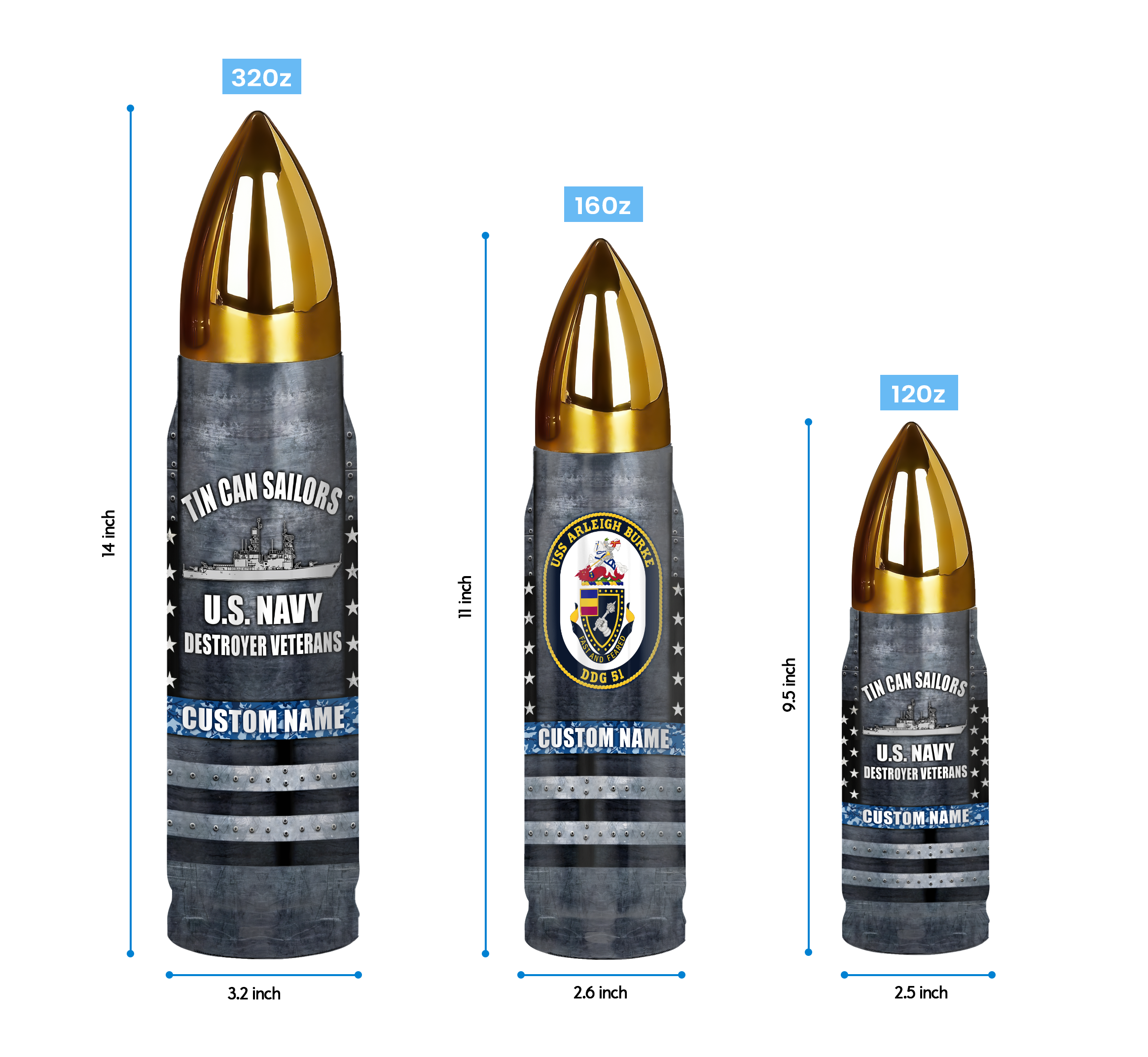 Personalizable Tin Can Sailors Bullet Tumbler