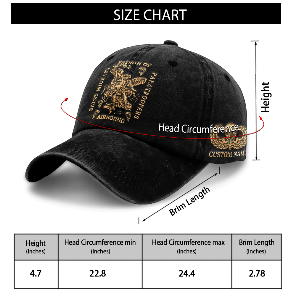 Personalizable Saint Michael Patron Of Paratroopers Washed Cap