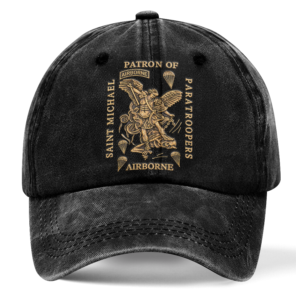 Personalizable Saint Michael Patron Of Paratroopers Washed Cap