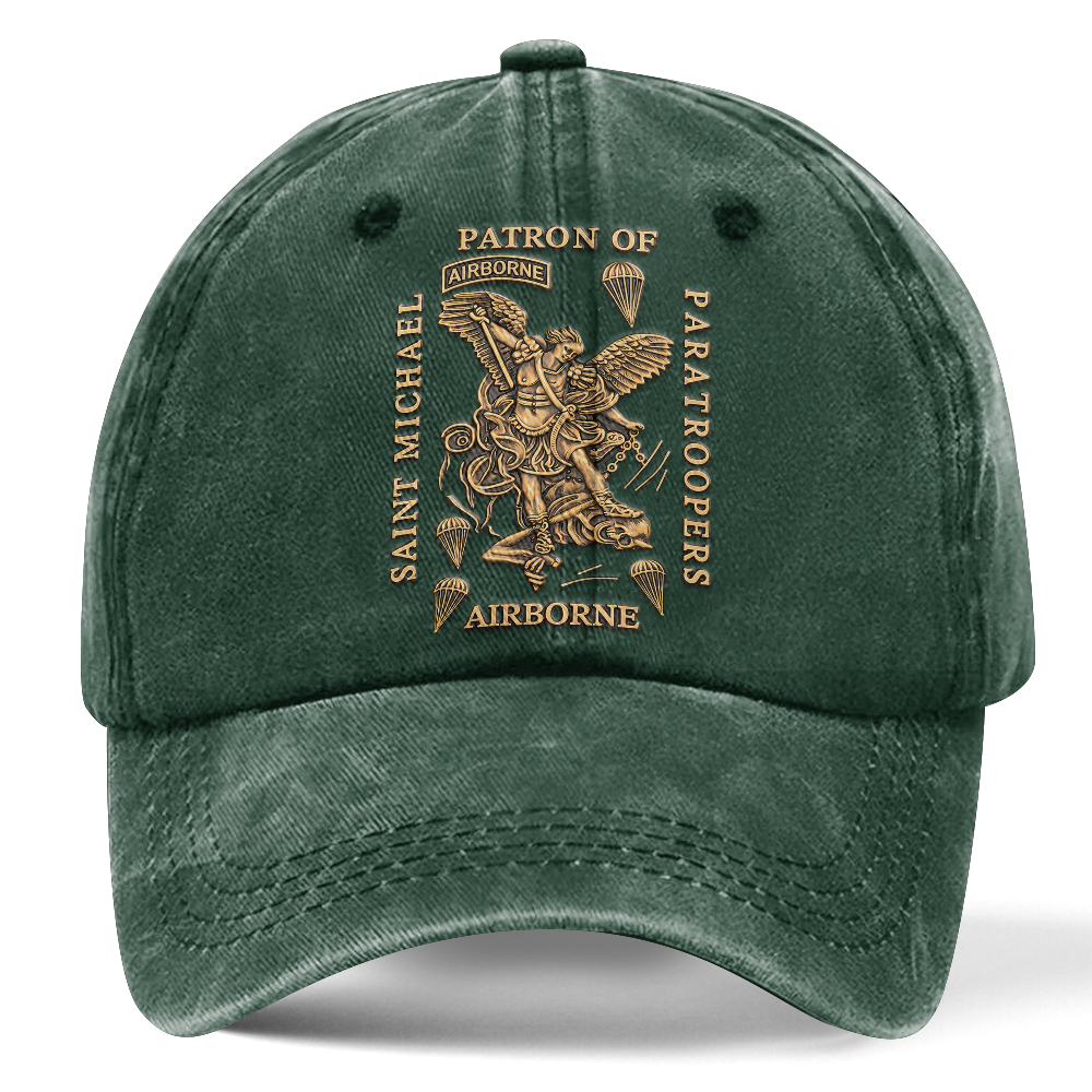 Personalizable Saint Michael Patron Of Paratroopers Washed Cap