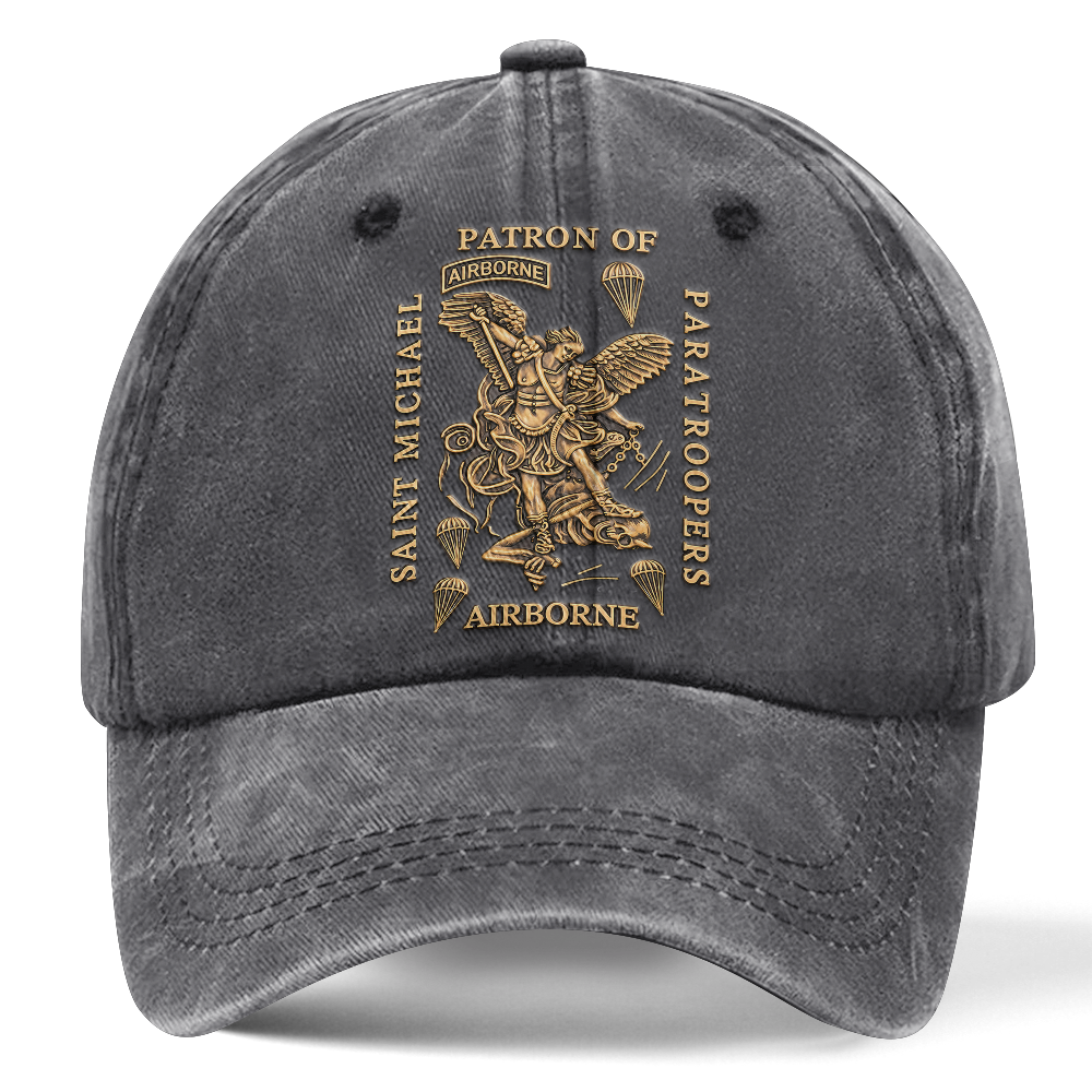Personalizable Saint Michael Patron Of Paratroopers Washed Cap
