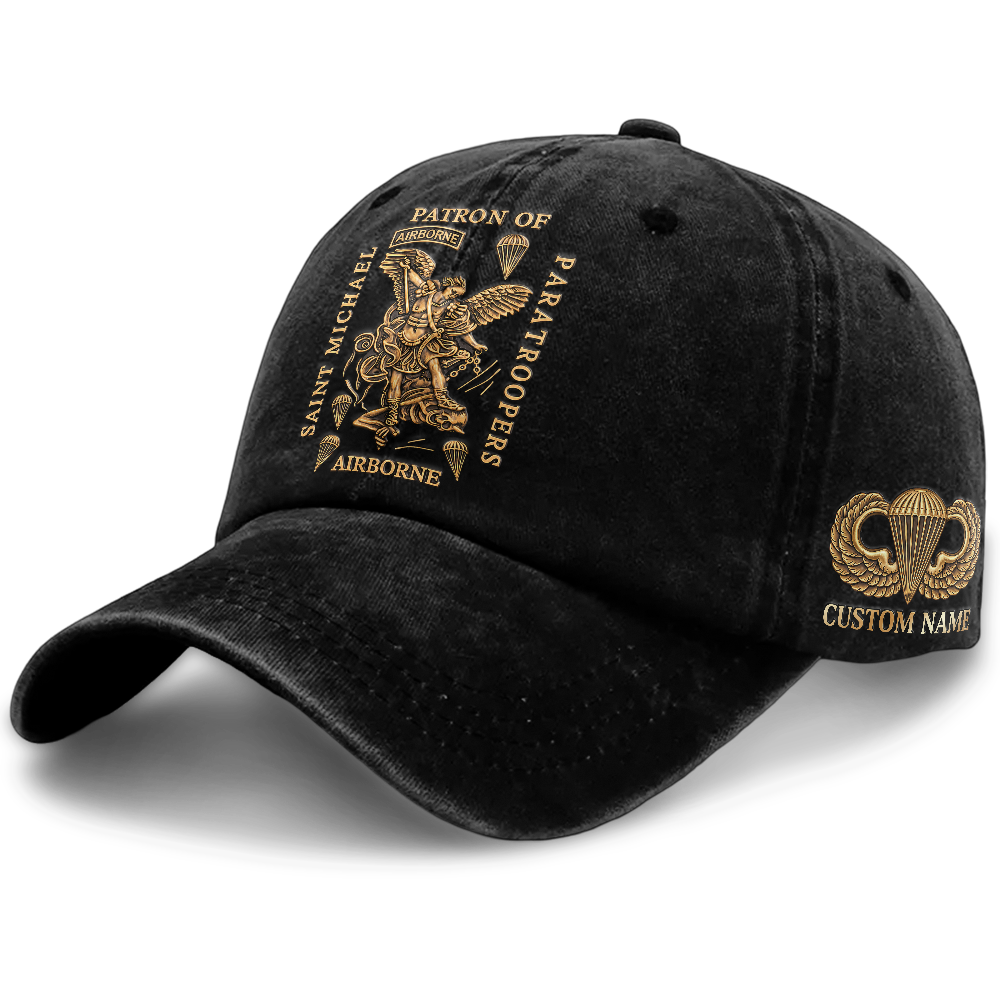 Personalizable Saint Michael Patron Of Paratroopers Washed Cap