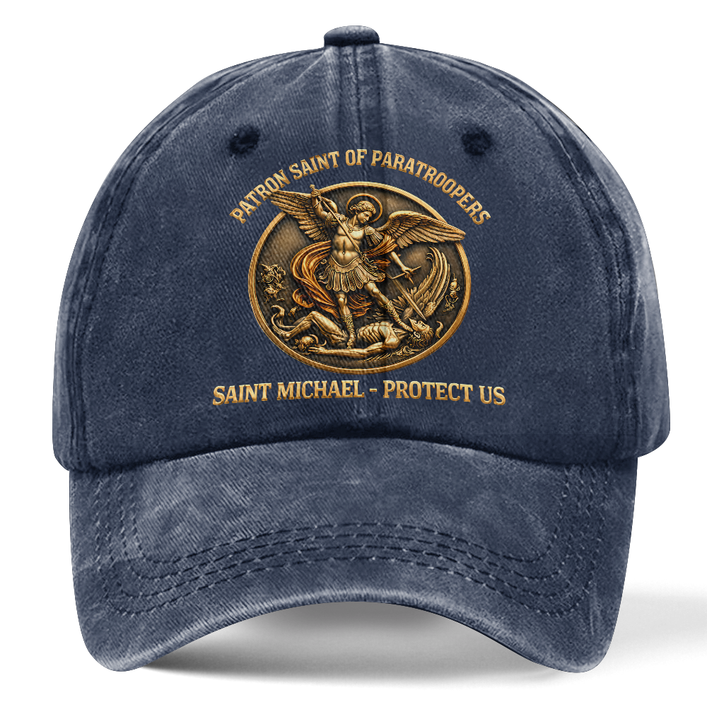 Personalizable Saint Michael Patron Of Paratroopers Washed Cap