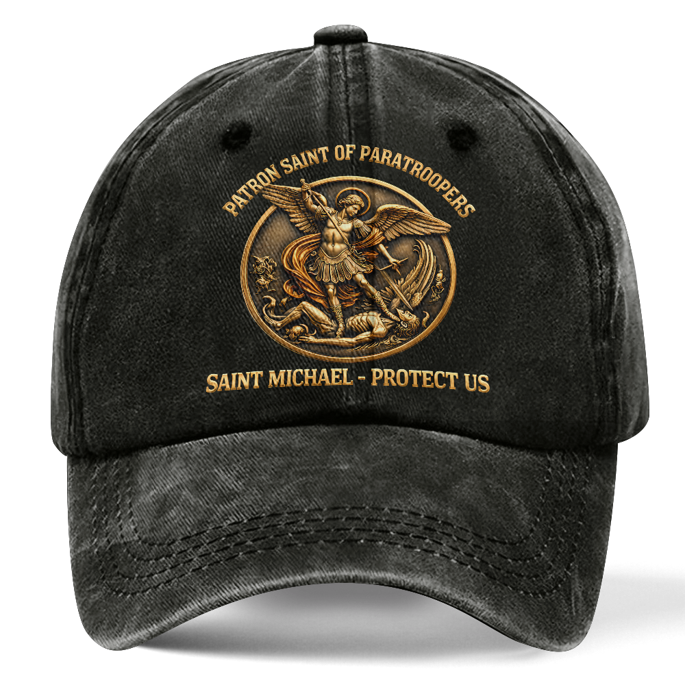 Personalizable Saint Michael Patron Of Paratroopers Washed Cap