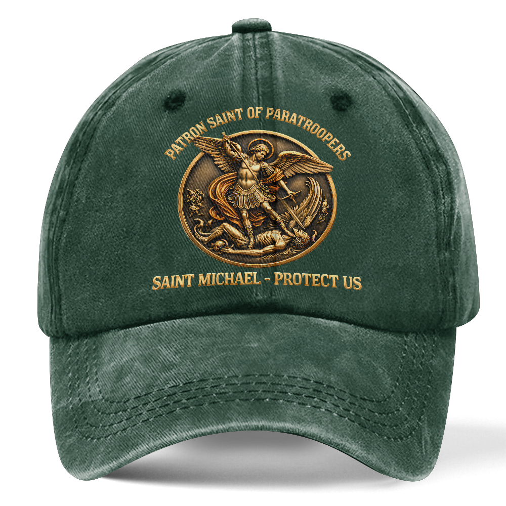 Personalizable Saint Michael Patron Of Paratroopers Washed Cap