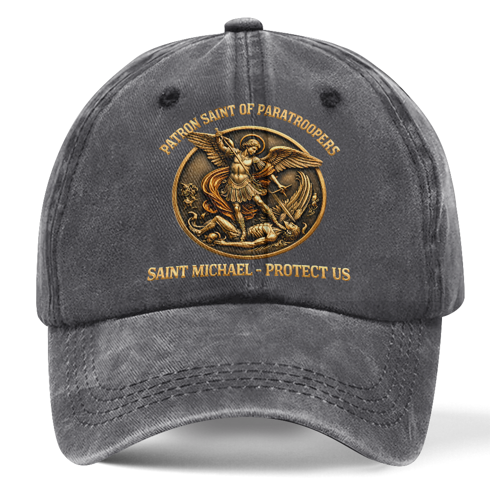 Personalizable Saint Michael Patron Of Paratroopers Washed Cap