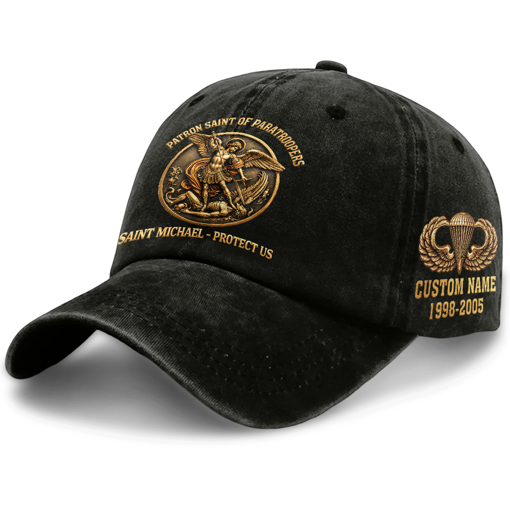 Personalizable Saint Michael Patron Of Paratroopers Washed Cap