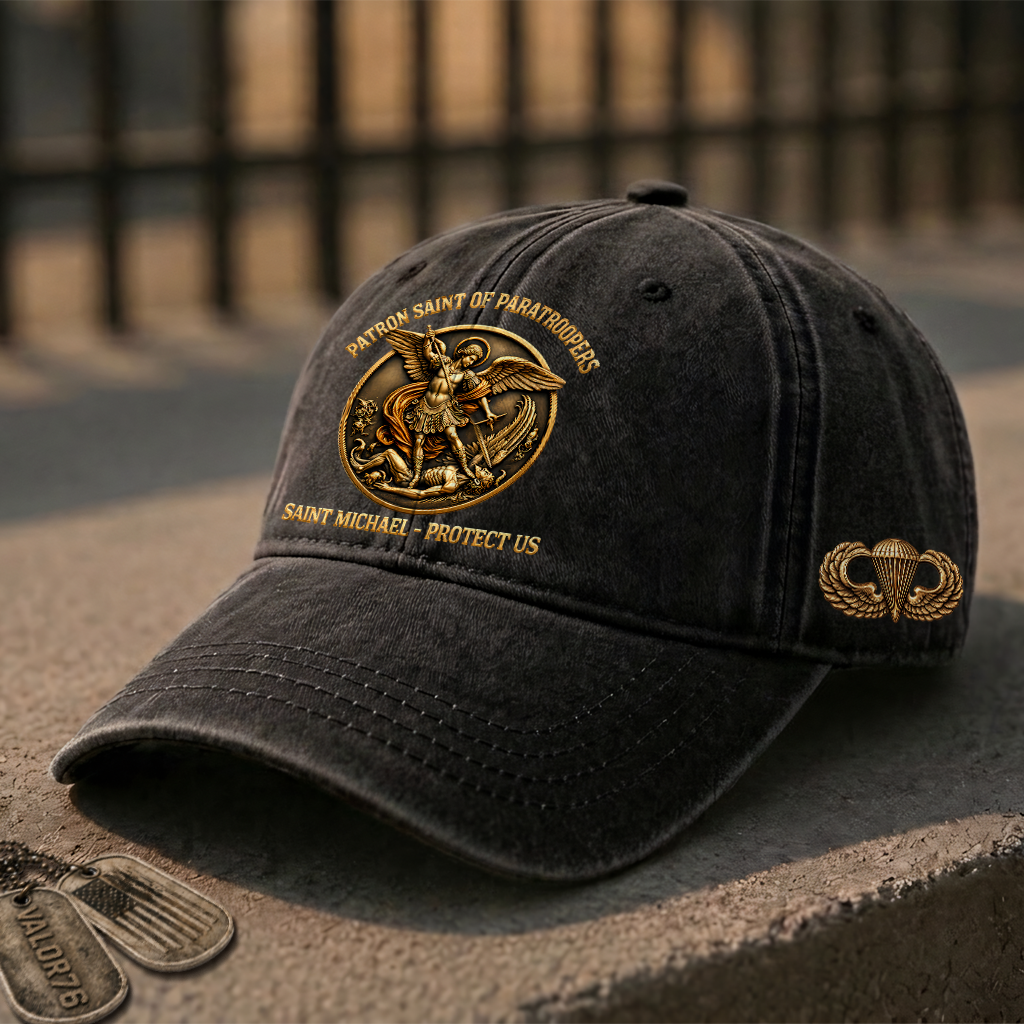 Saint Michael Patron Of Paratroopers Washed Cap