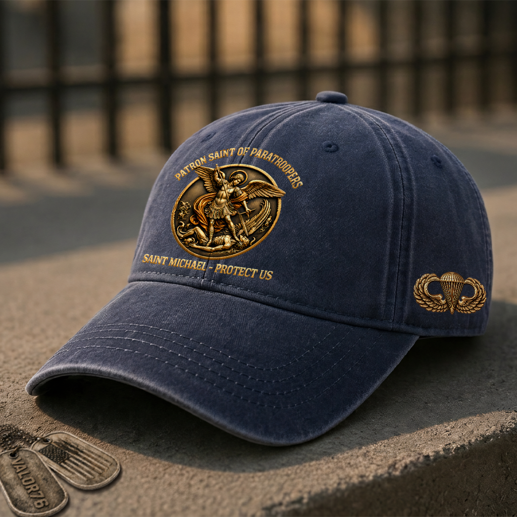 Saint Michael Patron Of Paratroopers Washed Cap