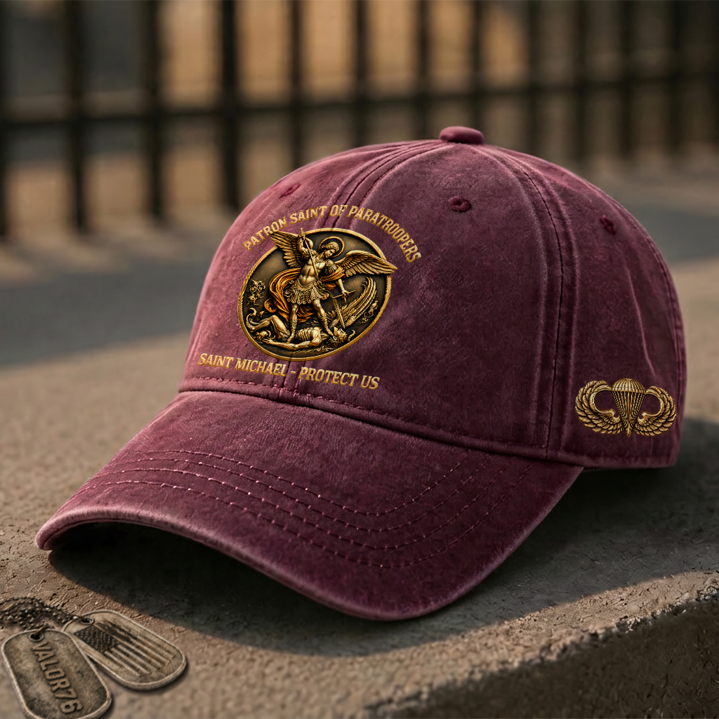 Saint Michael Patron Of Paratroopers Washed Cap