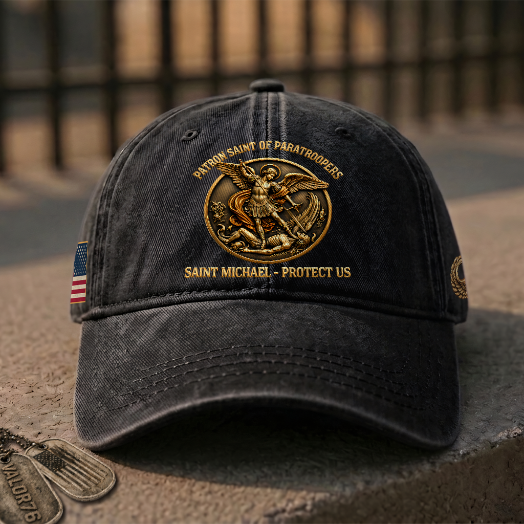 Saint Michael Patron Of Paratroopers Washed Cap
